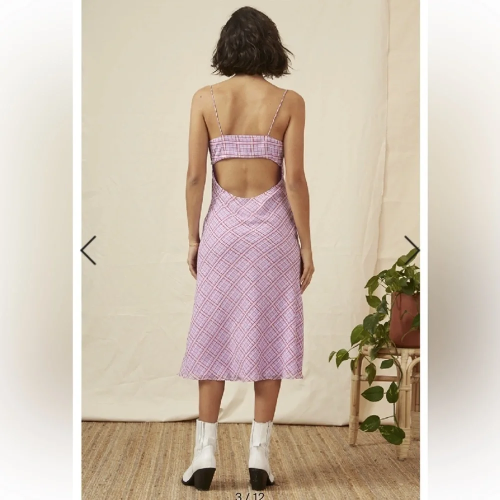 Finders Keepers Nostalgia Dress Lilac Check Cowl Neck Slip Dress - Picture 3 of 16